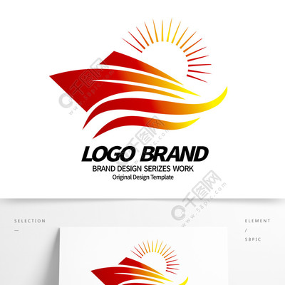 創意紅黃動感線條海洋輪船LOGO標志 設計解析與免費資源獲取